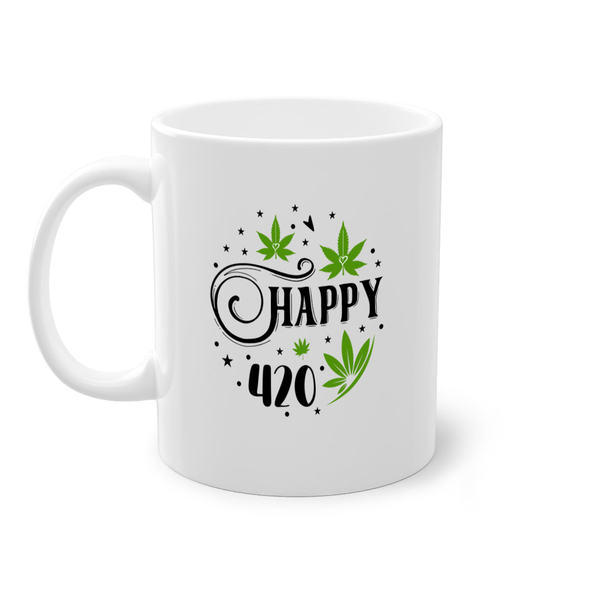 Happy 420 101# Mug with colorful handle and interior, showcasing glossy finish and ergonomic design.
