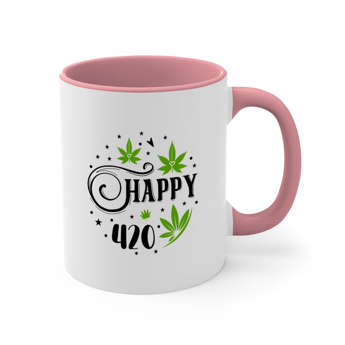 Happy 420 101# Mug with colorful handle and interior, showcasing glossy finish and ergonomic design.