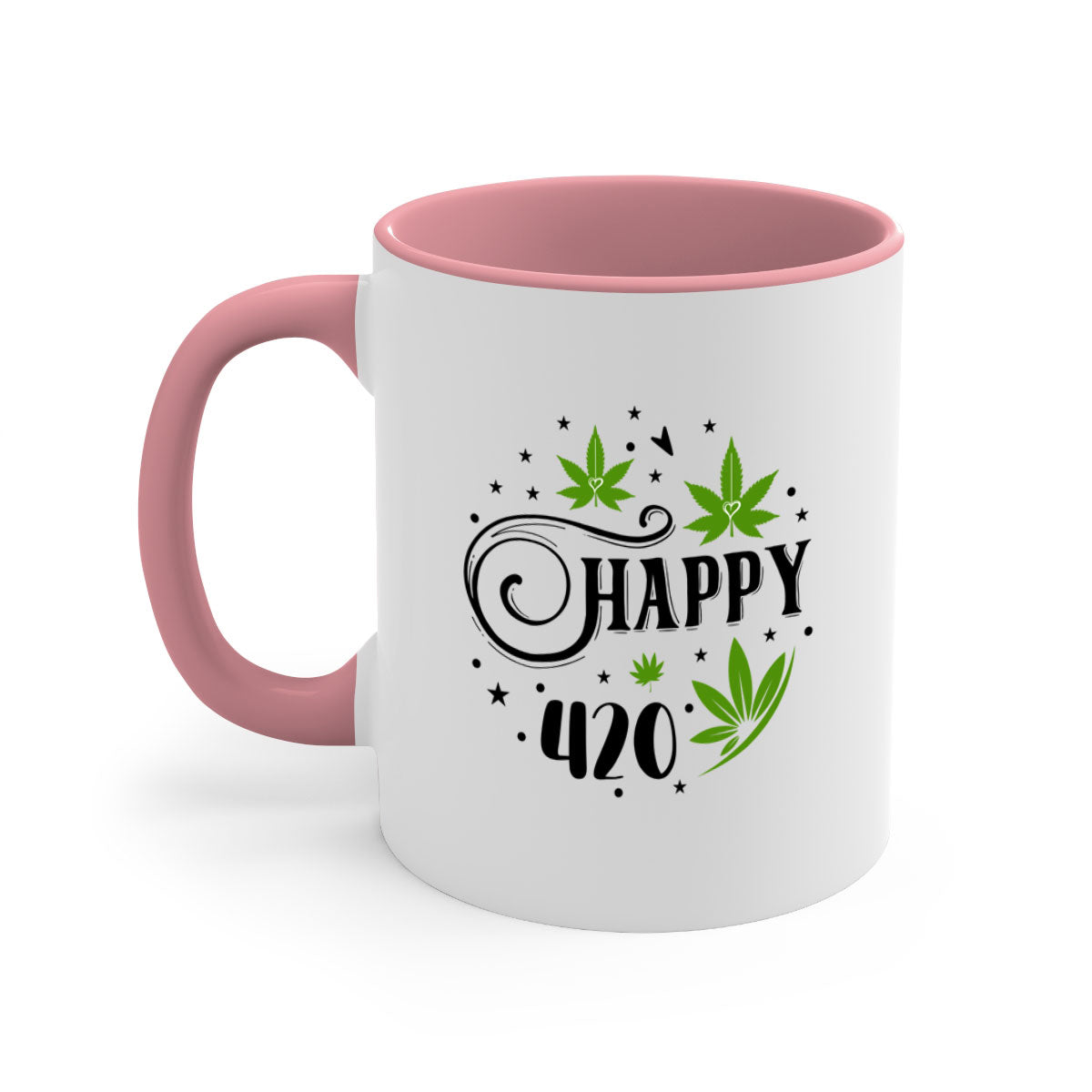 Happy 420 101# Mug with colorful handle and interior, showcasing glossy finish and ergonomic design.