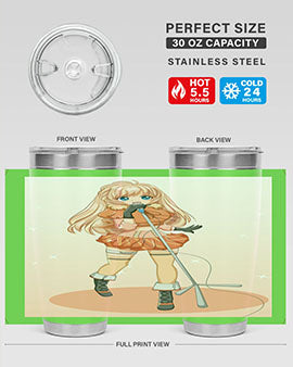 A stylish 20oz tumbler featuring a happy and beautiful singer woman holding a microphone, designed for optimal temperature retention.
