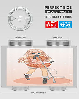 A stylish 20oz tumbler featuring a happy and beautiful singer woman holding a microphone, designed for optimal temperature retention.