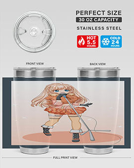 A stylish 20oz tumbler featuring a happy and beautiful singer woman holding a microphone, designed for optimal temperature retention.