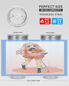 A stylish 20oz tumbler featuring a happy and beautiful singer woman holding a microphone, designed for optimal temperature retention.