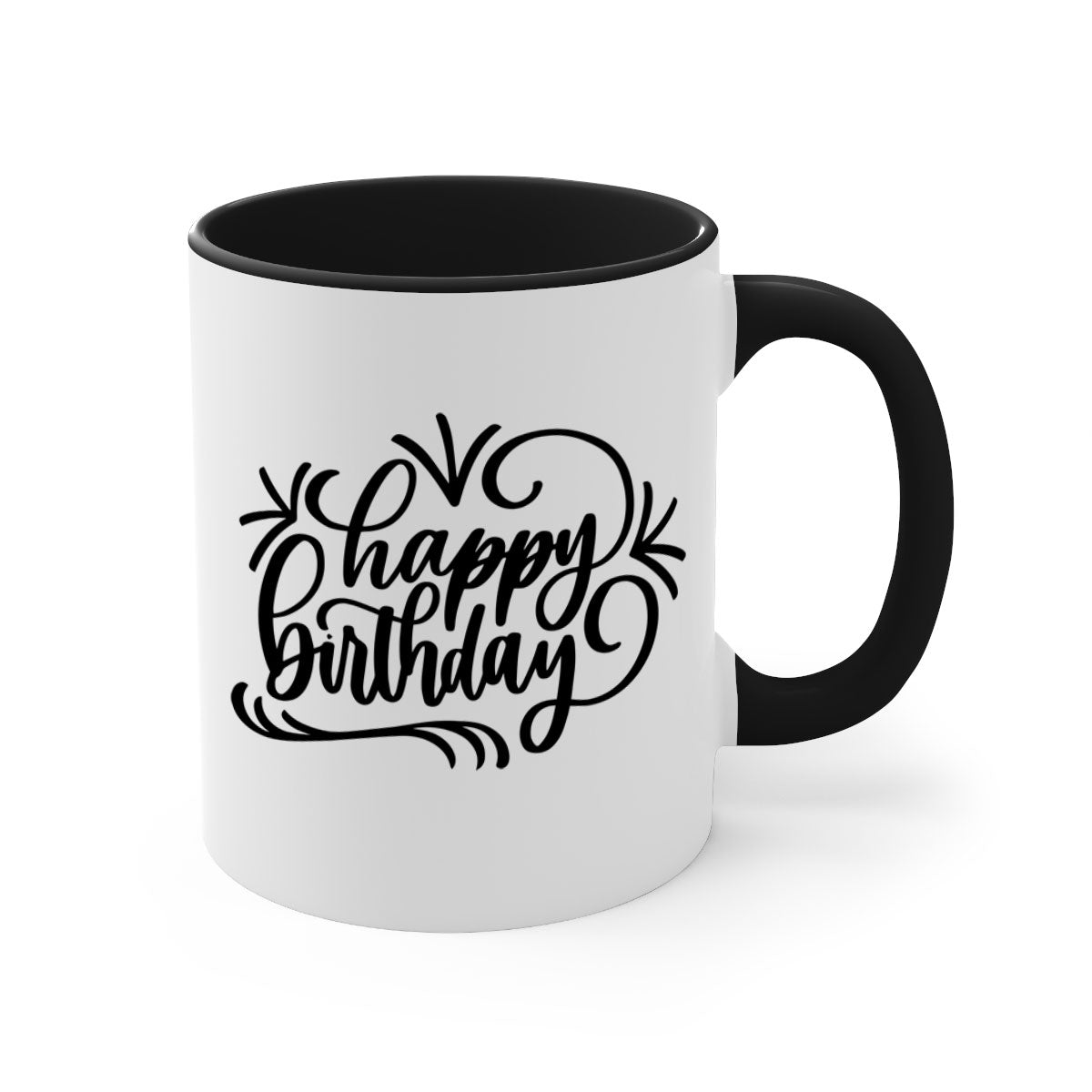 Happy Birthday Style 5# Mug featuring a two-tone design with a colored handle and glossy finish, available in five colors.