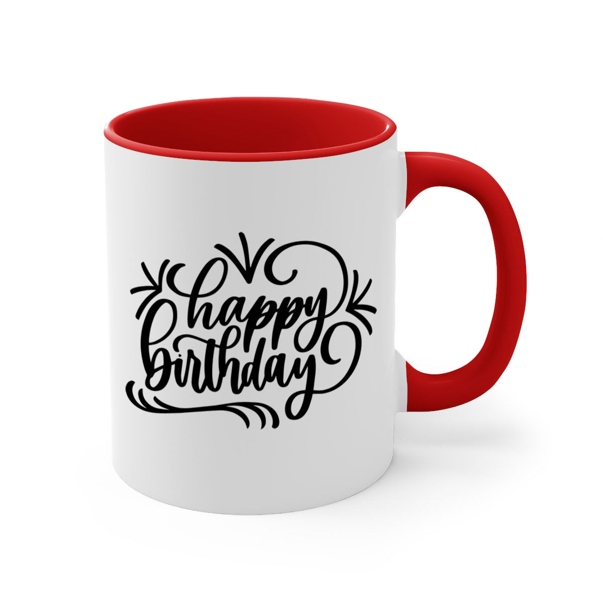 Happy Birthday Style 5# Mug featuring a two-tone design with a colored handle and glossy finish, available in five colors.