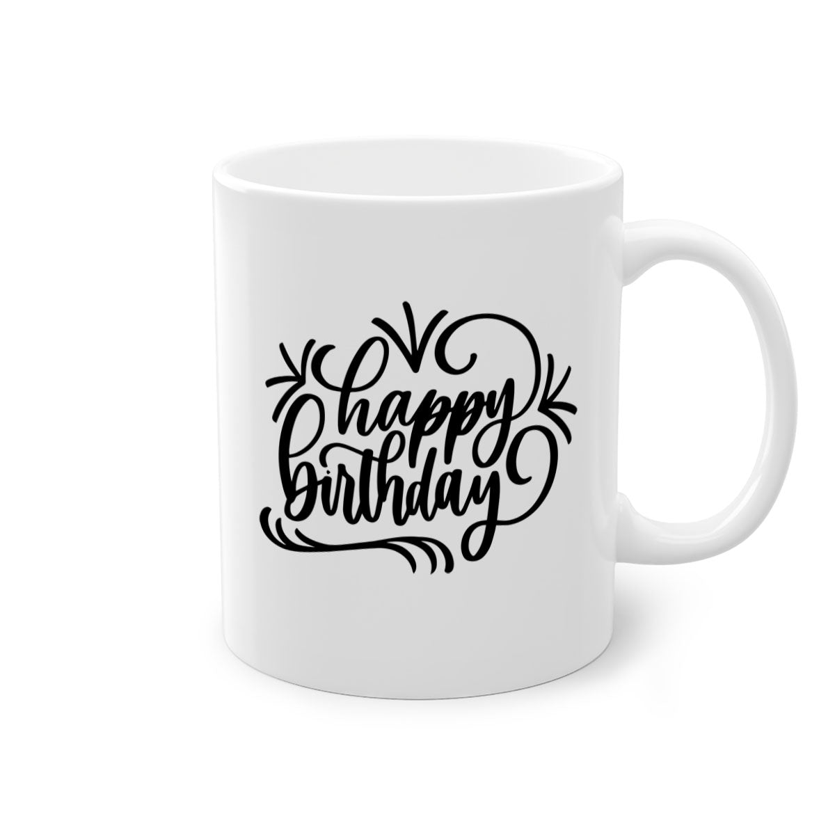 Happy Birthday Style 5# Mug featuring a two-tone design with a colored handle and glossy finish, available in five colors.