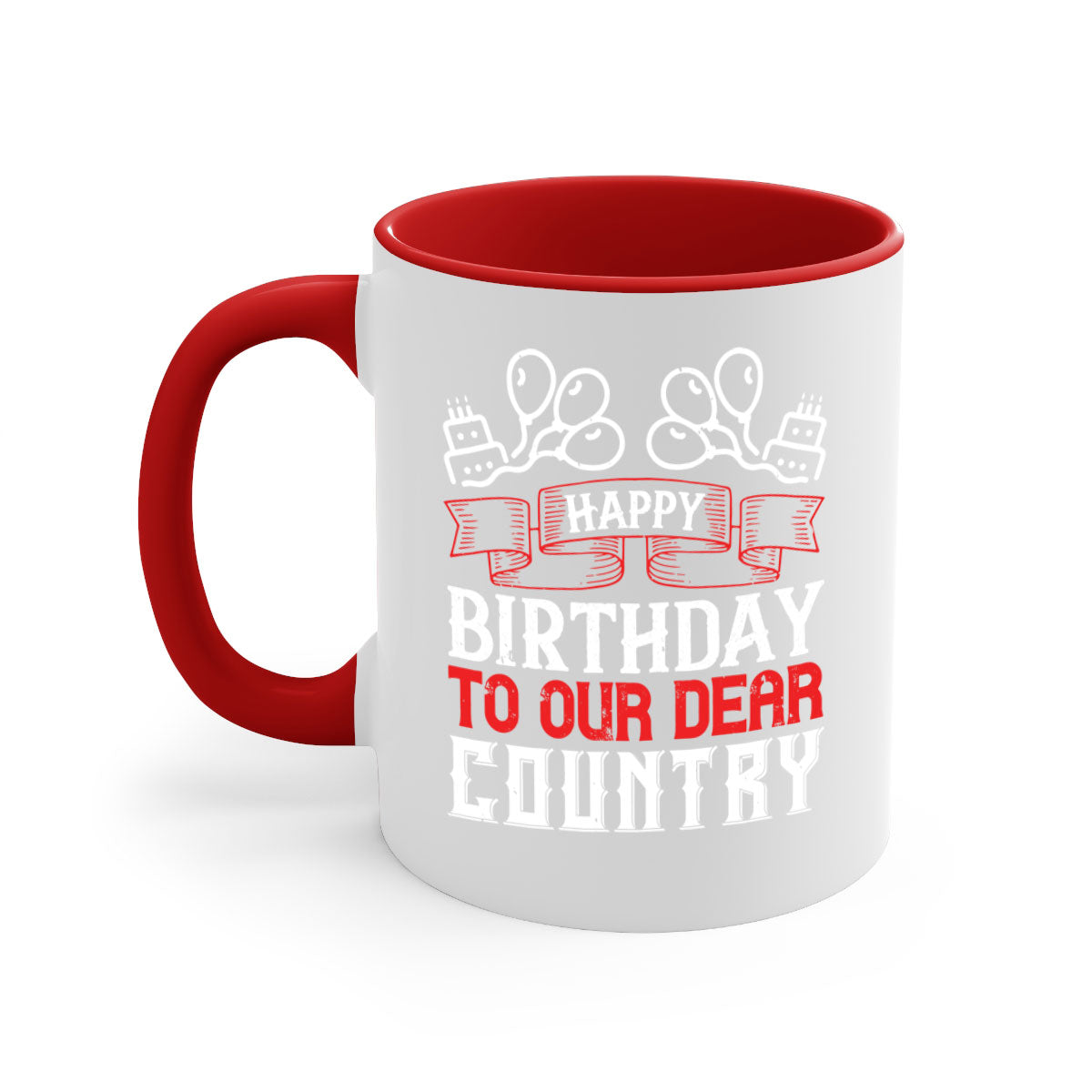 Happy Birthday to Our Dear Country Mug with a glossy finish and colorful handle, available in multiple sizes.