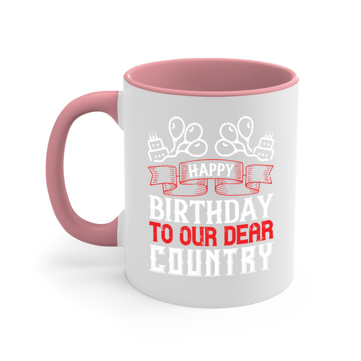 Happy Birthday to Our Dear Country Mug with a glossy finish and colorful handle, available in multiple sizes.