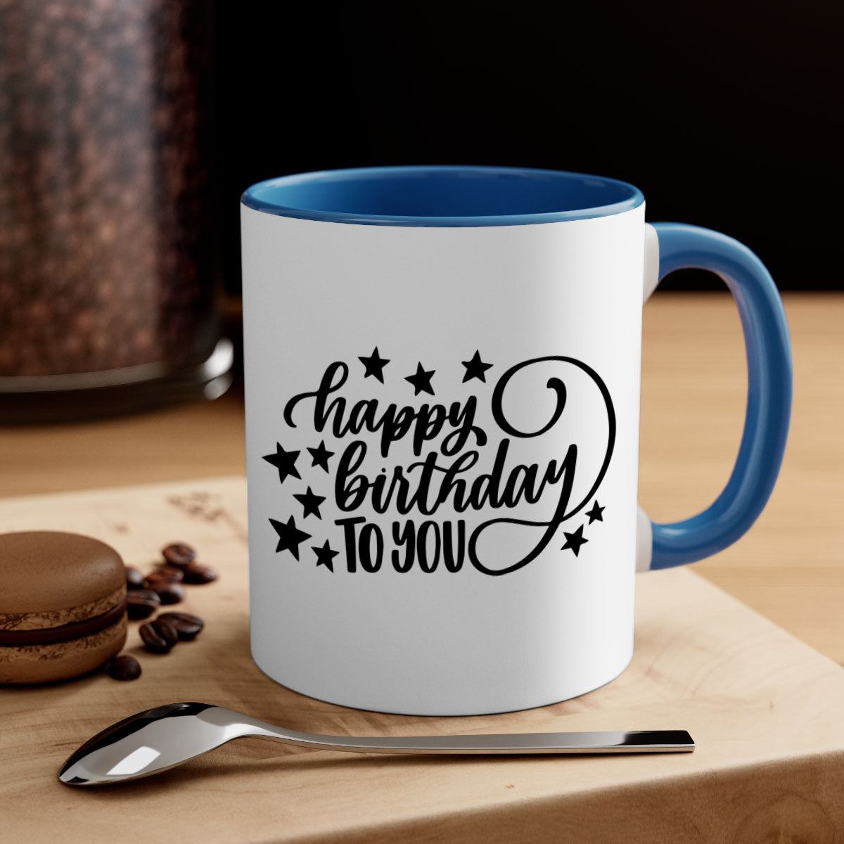 Happy Birthday To You Style 3# Mug with colorful handle and glossy finish, available in multiple colors and sizes.