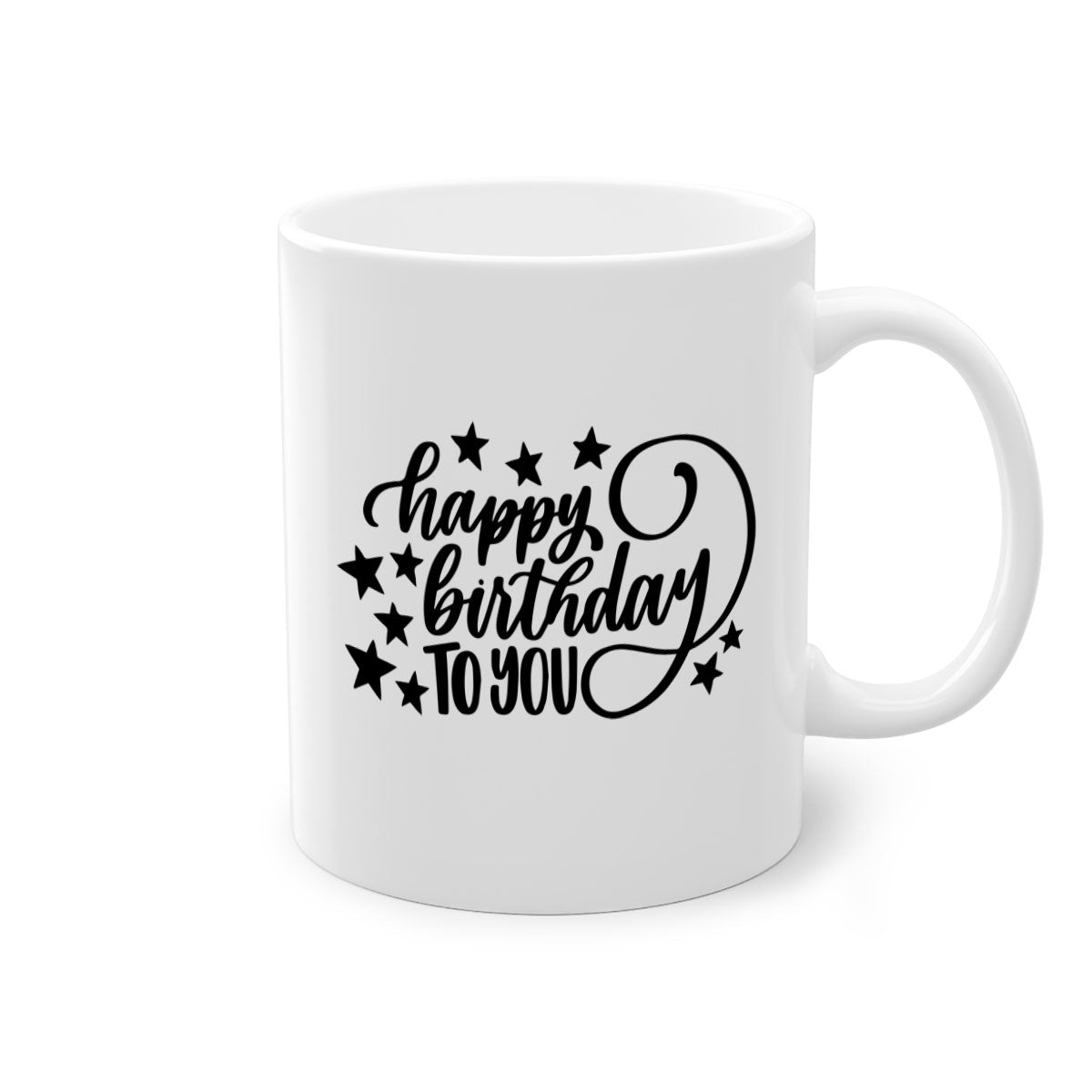 Happy Birthday To You Style 3# Mug with colorful handle and glossy finish, available in multiple colors and sizes.