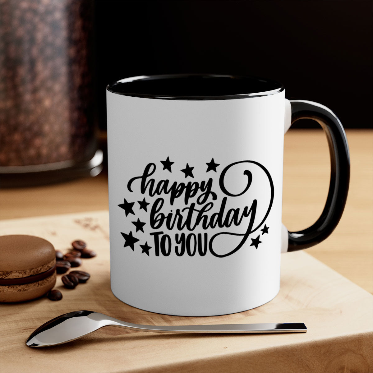 Happy Birthday To You Style 3# Mug with colorful handle and glossy finish, available in multiple colors and sizes.
