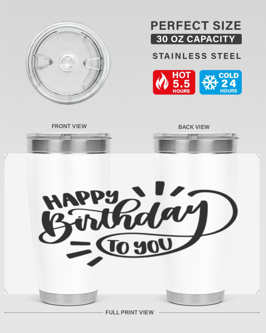 Happy Birthday To You Style 4# tumbler, 20oz double wall vacuum stainless steel with colorful birthday design.