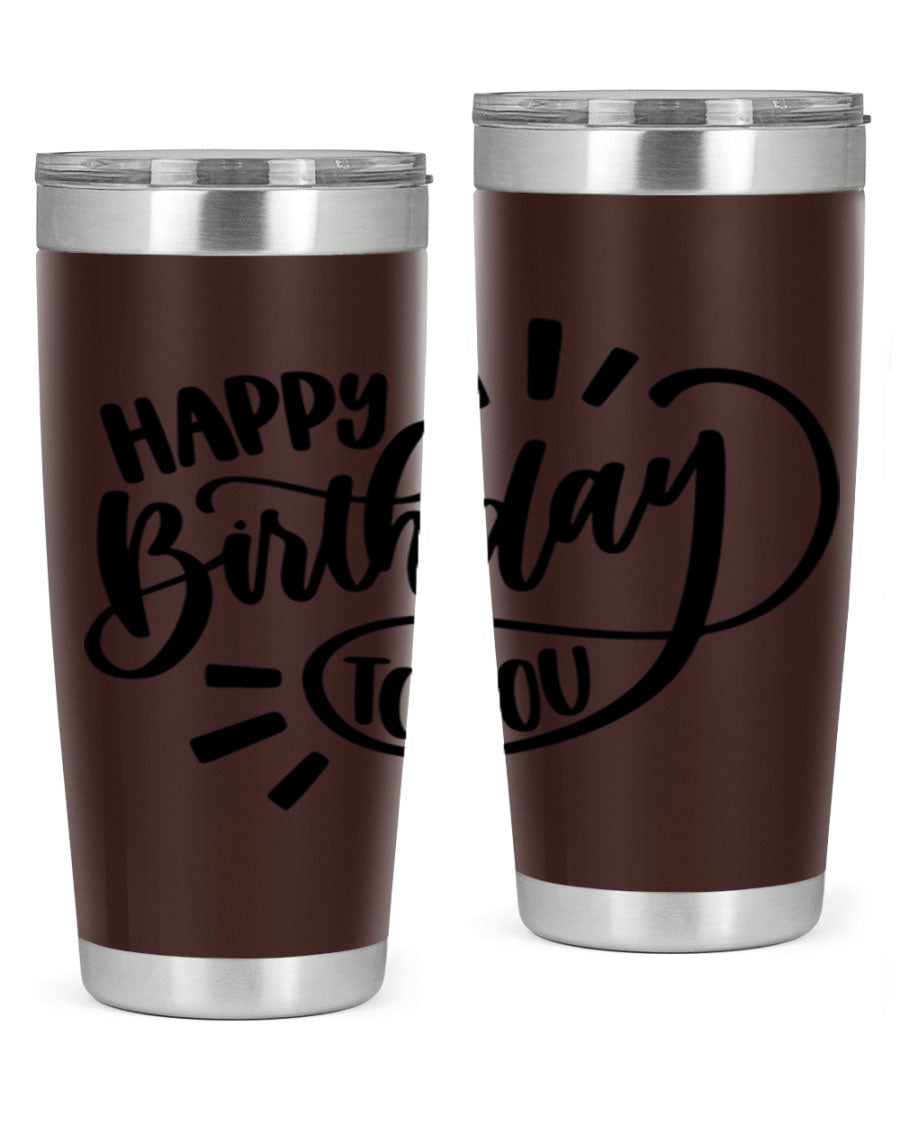 Happy Birthday To You Style 4# tumbler, 20oz double wall vacuum stainless steel with colorful birthday design.