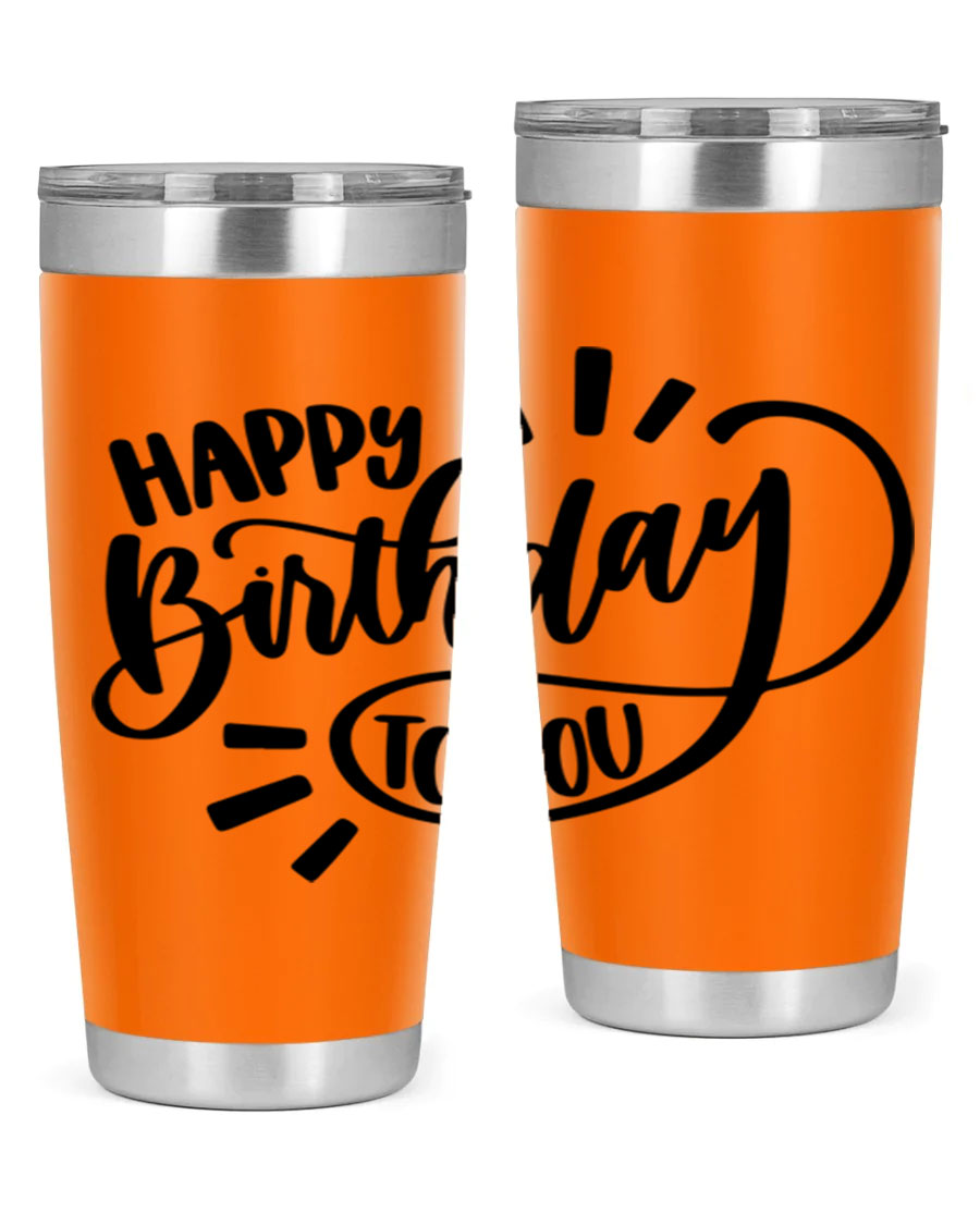 Happy Birthday To You Style 4# tumbler, 20oz double wall vacuum stainless steel with colorful birthday design.