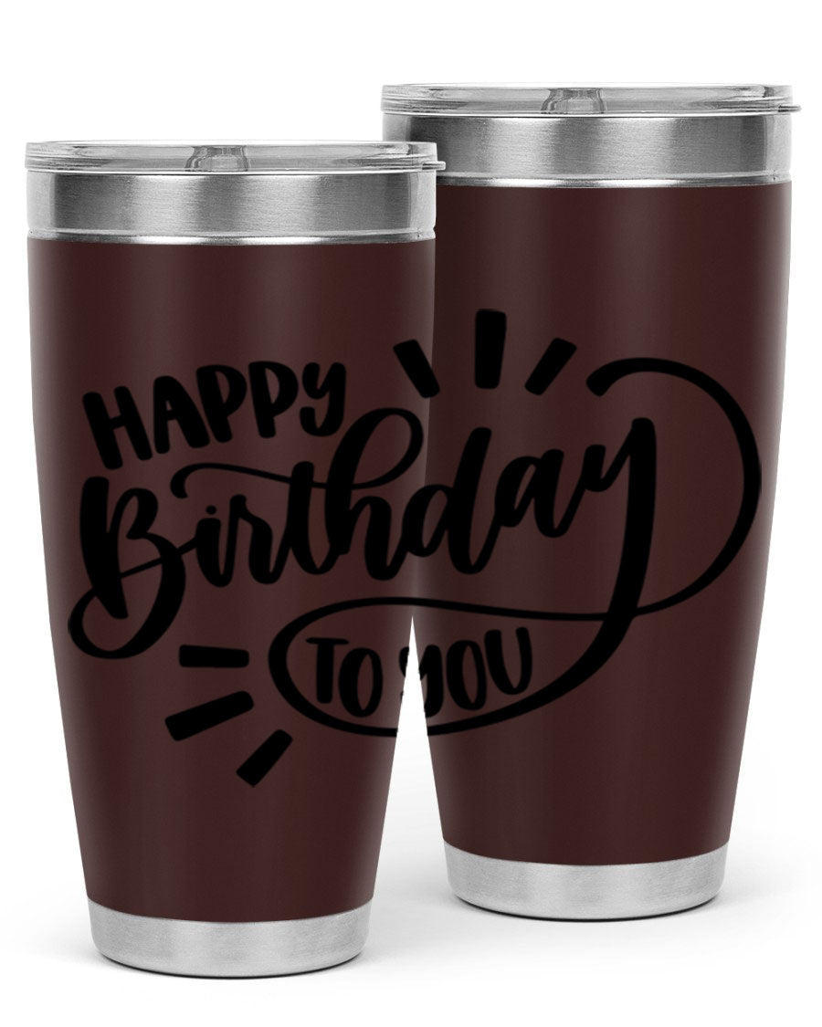 Happy Birthday To You Style 4# tumbler, 20oz double wall vacuum stainless steel with colorful birthday design.