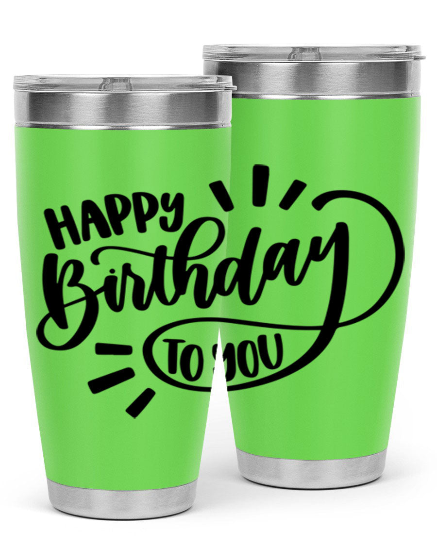 Happy Birthday To You Style 4# tumbler, 20oz double wall vacuum stainless steel with colorful birthday design.