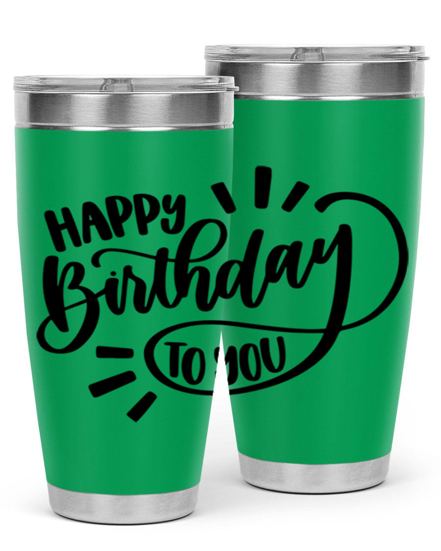 Happy Birthday To You Style 4# tumbler, 20oz double wall vacuum stainless steel with colorful birthday design.