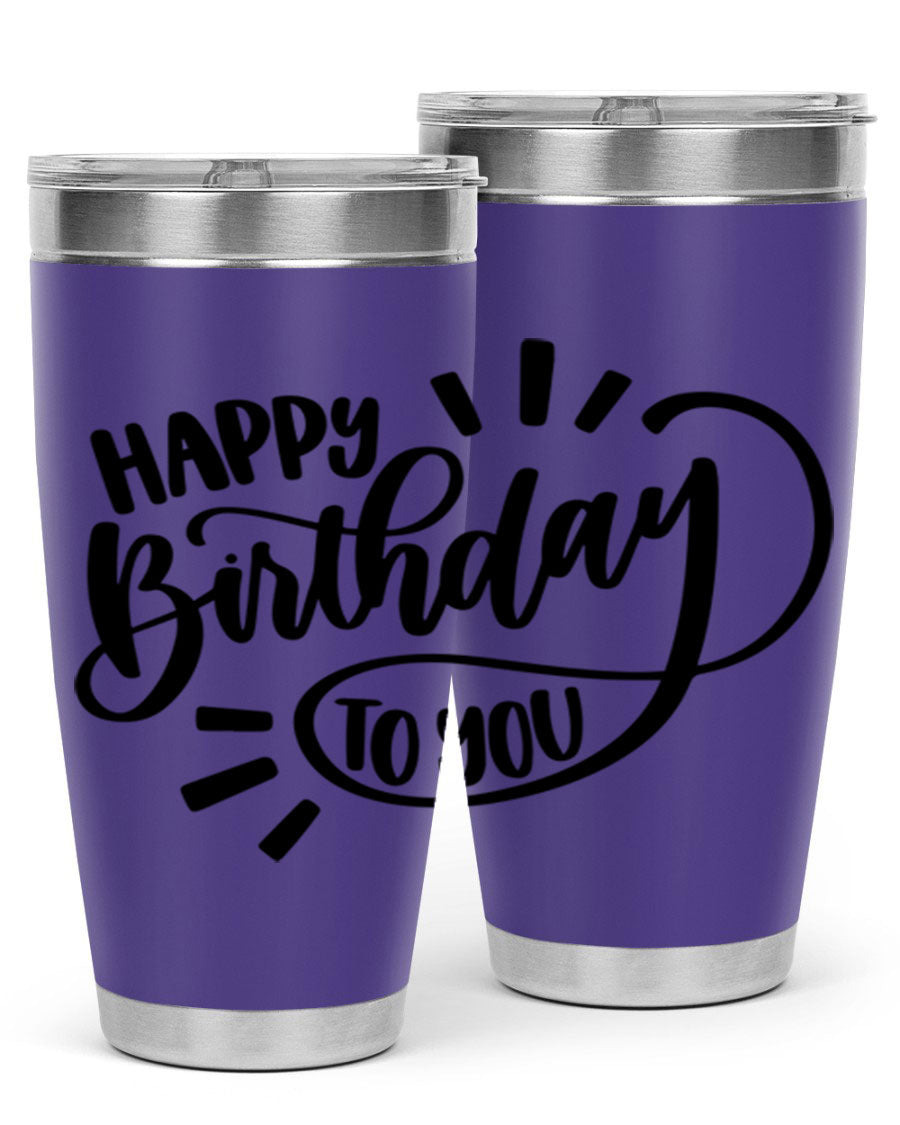 Happy Birthday To You Style 4# tumbler, 20oz double wall vacuum stainless steel with colorful birthday design.