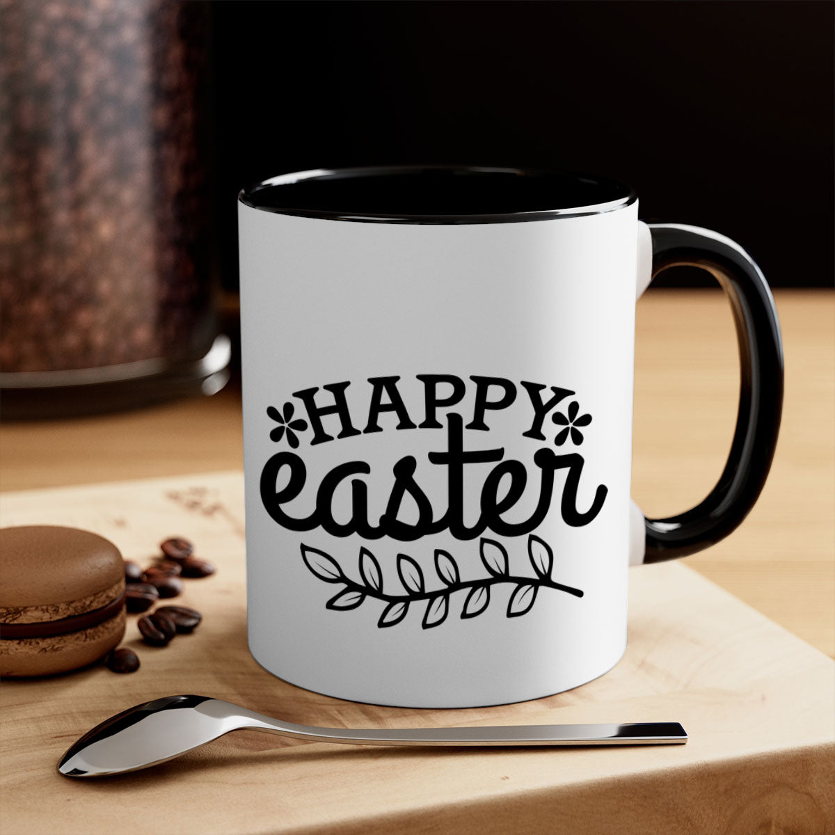 Happy Easter 176# Mug with colorful handle and glossy finish, perfect for coffee and tea.