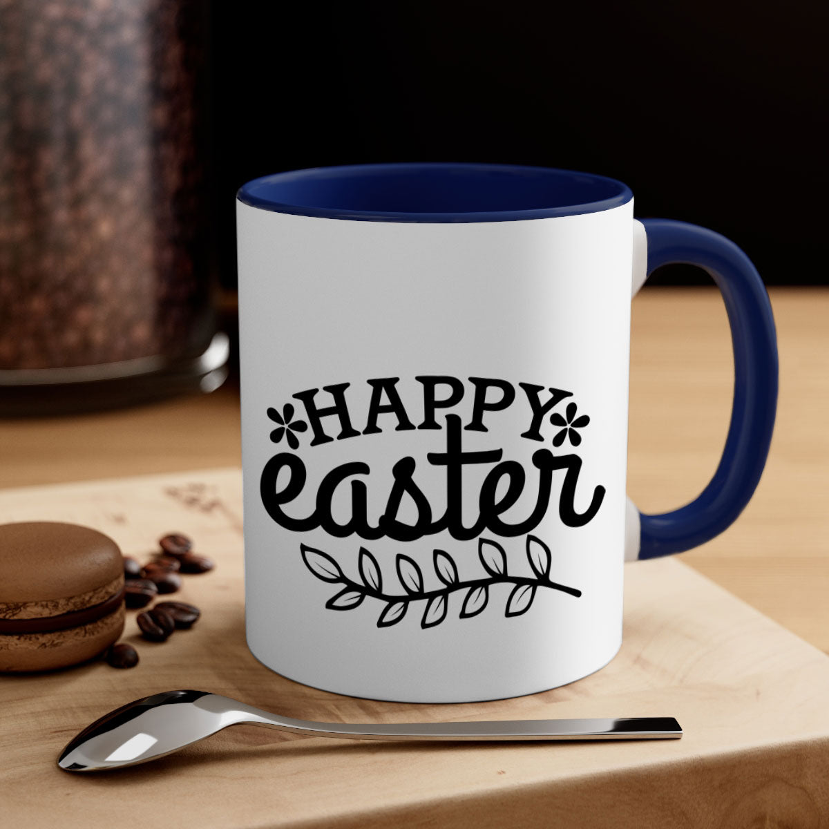 Happy Easter 176# Mug with colorful handle and glossy finish, perfect for coffee and tea.