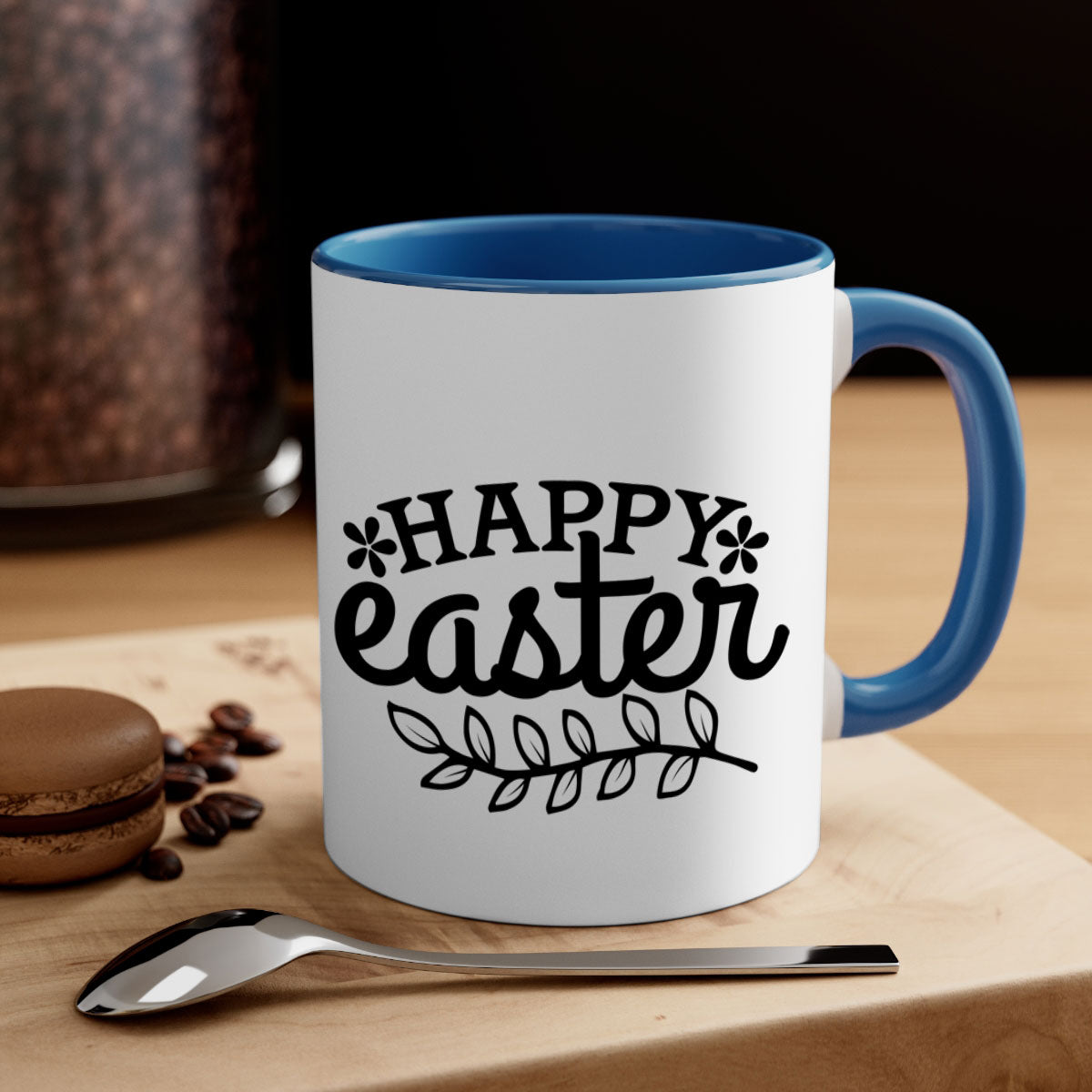 Happy Easter 176# Mug with colorful handle and glossy finish, perfect for coffee and tea.