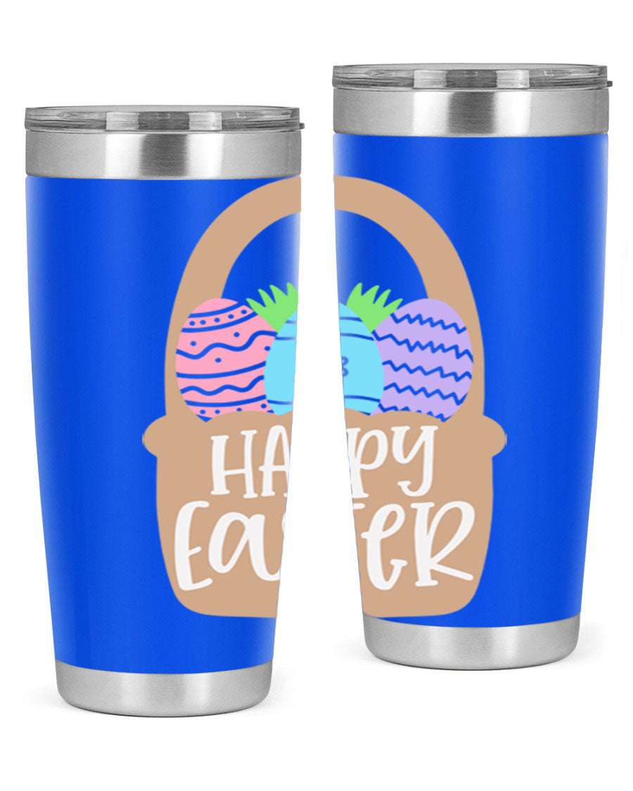 Happy Easter 37# Tumbler, double wall vacuum stainless steel with vibrant Easter design, perfect for hot and cold beverages.