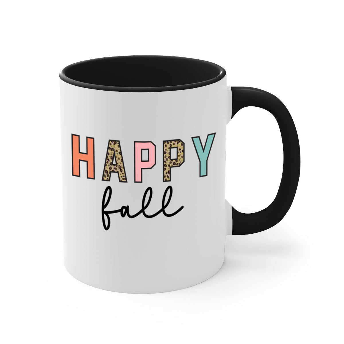 Happy Fall 221# Mug featuring a two-tone design with a colored handle and glossy finish, available in multiple colors.