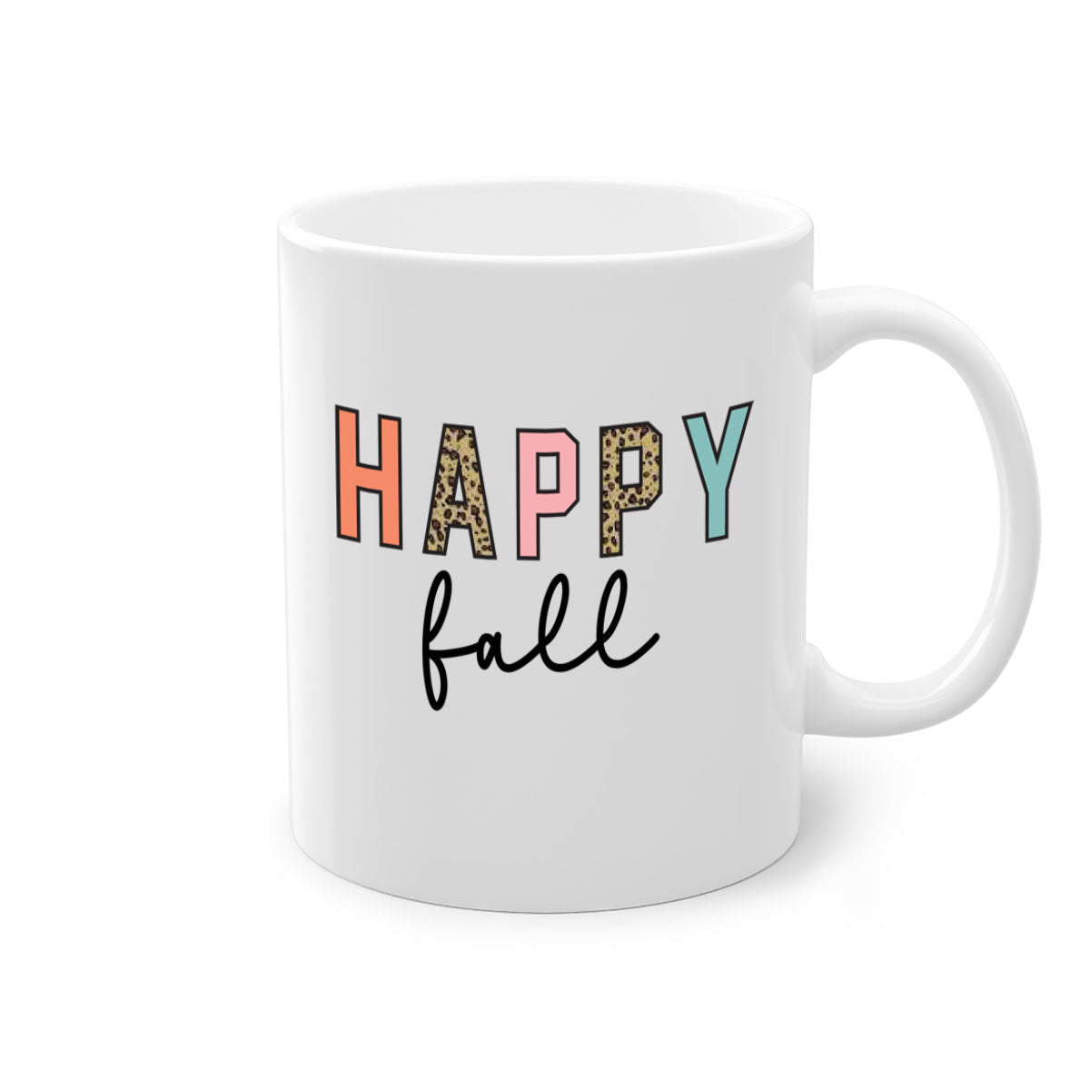 Happy Fall 221# Mug featuring a two-tone design with a colored handle and glossy finish, available in multiple colors.
