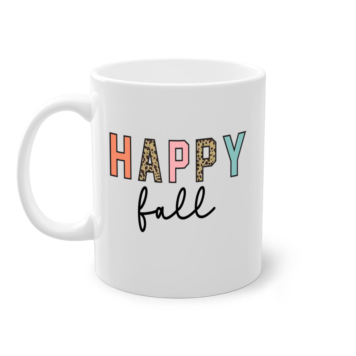 Happy Fall 221# Mug featuring a two-tone design with a colored handle and glossy finish, available in multiple colors.