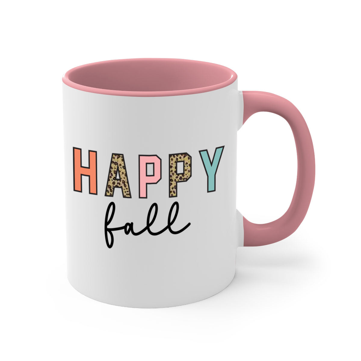 Happy Fall 221# Mug featuring a two-tone design with a colored handle and glossy finish, available in multiple colors.