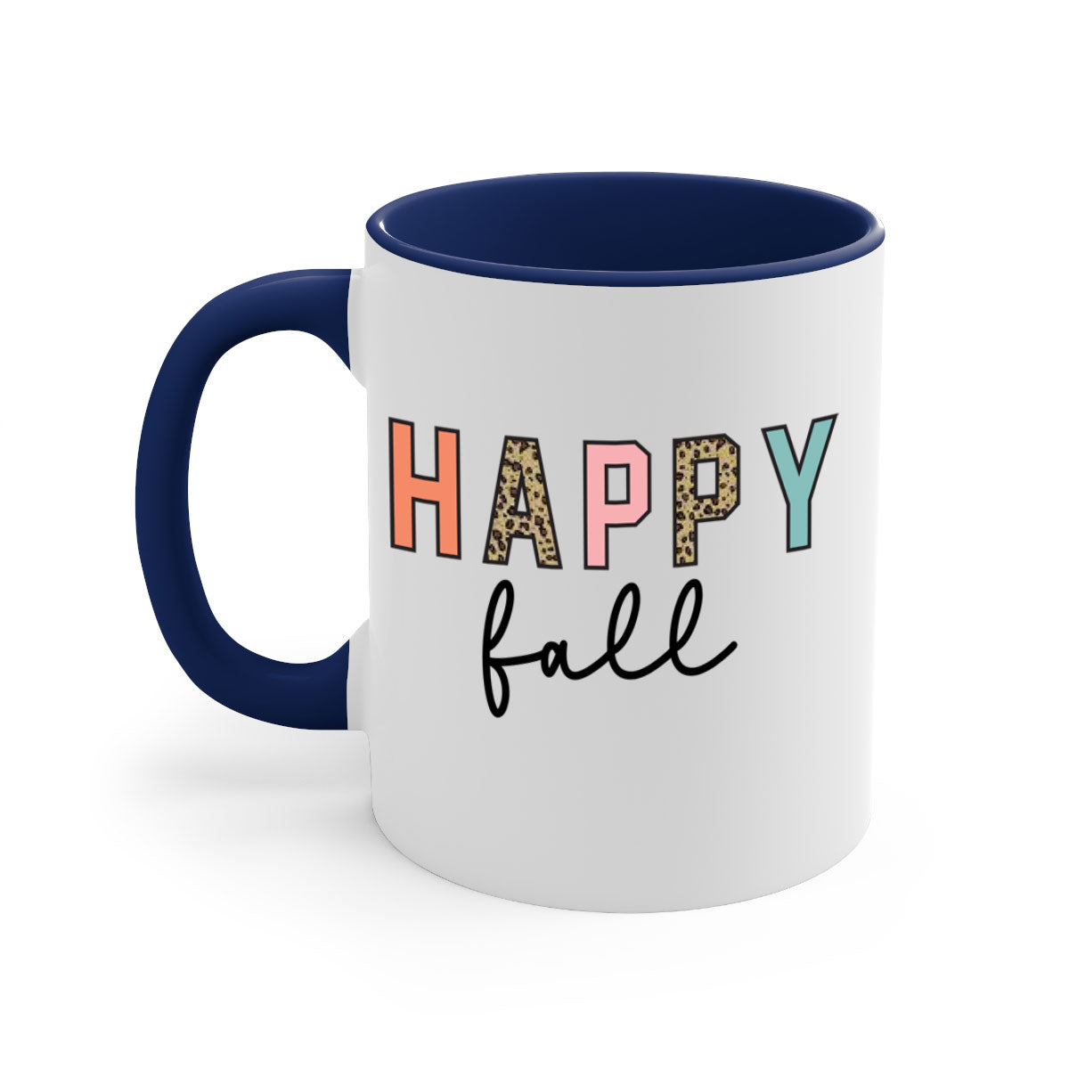 Happy Fall 221# Mug featuring a two-tone design with a colored handle and glossy finish, available in multiple colors.
