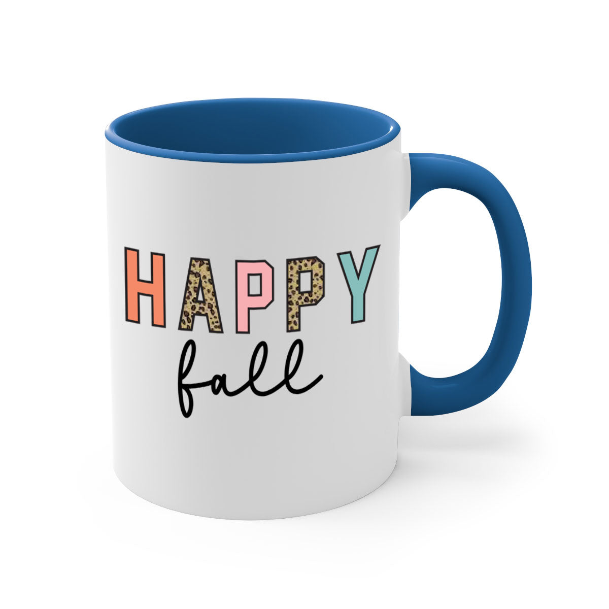 Happy Fall 221# Mug featuring a two-tone design with a colored handle and glossy finish, available in multiple colors.