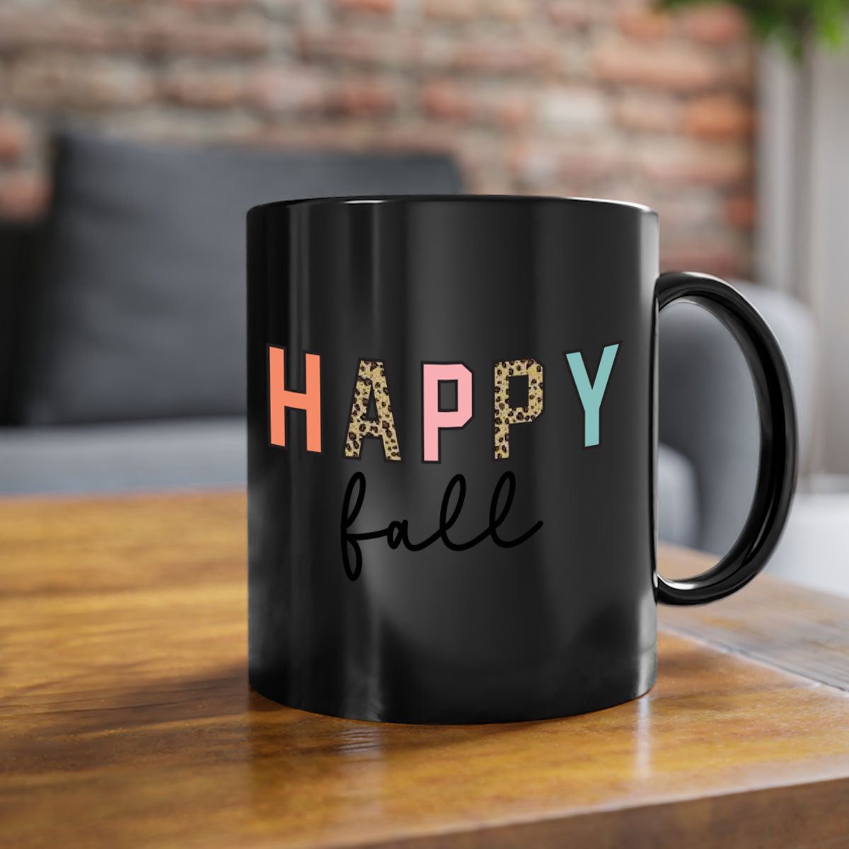 Happy Fall 221# Mug featuring a two-tone design with a colored handle and glossy finish, available in multiple colors.