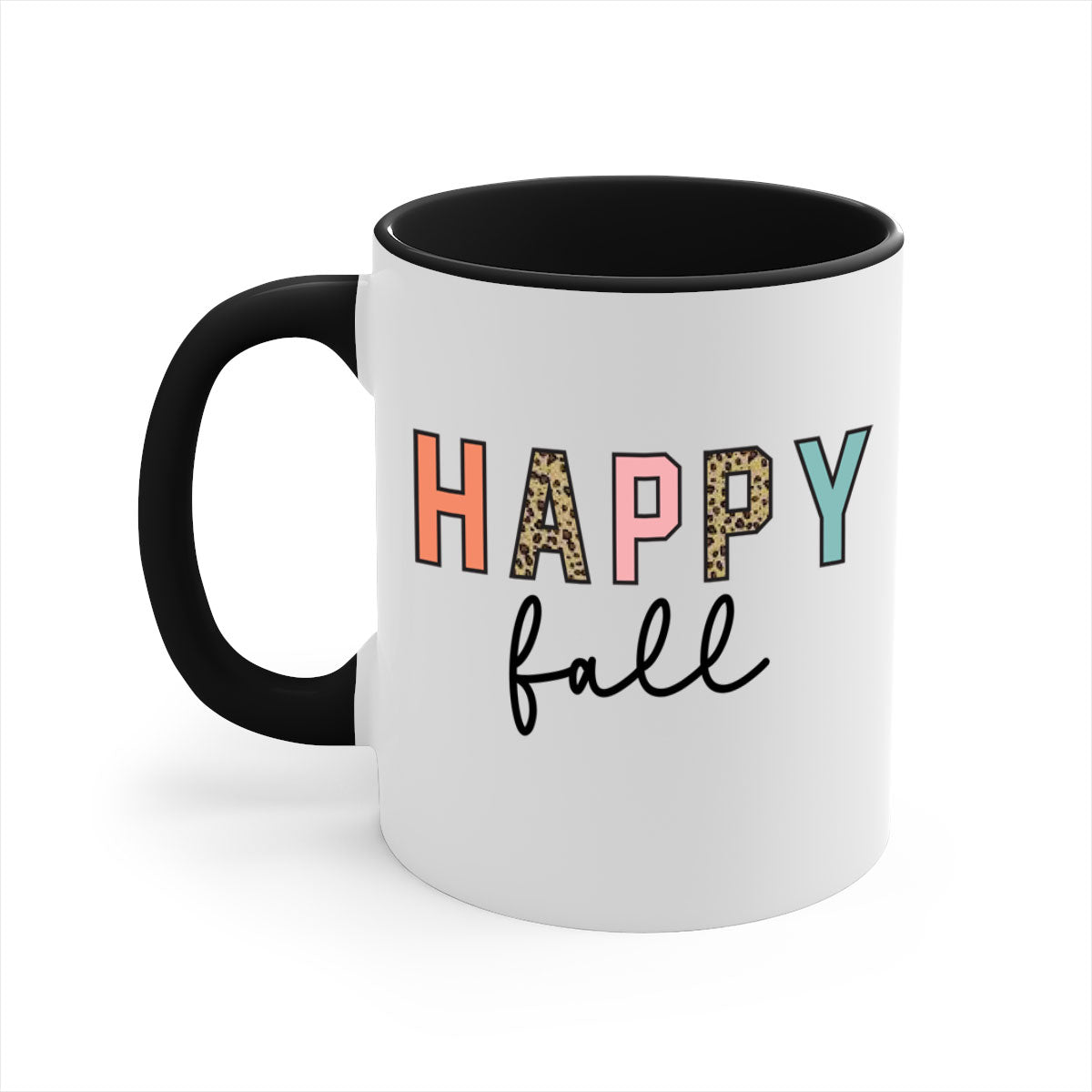 Happy Fall 221# Mug featuring a two-tone design with a colored handle and glossy finish, available in multiple colors.