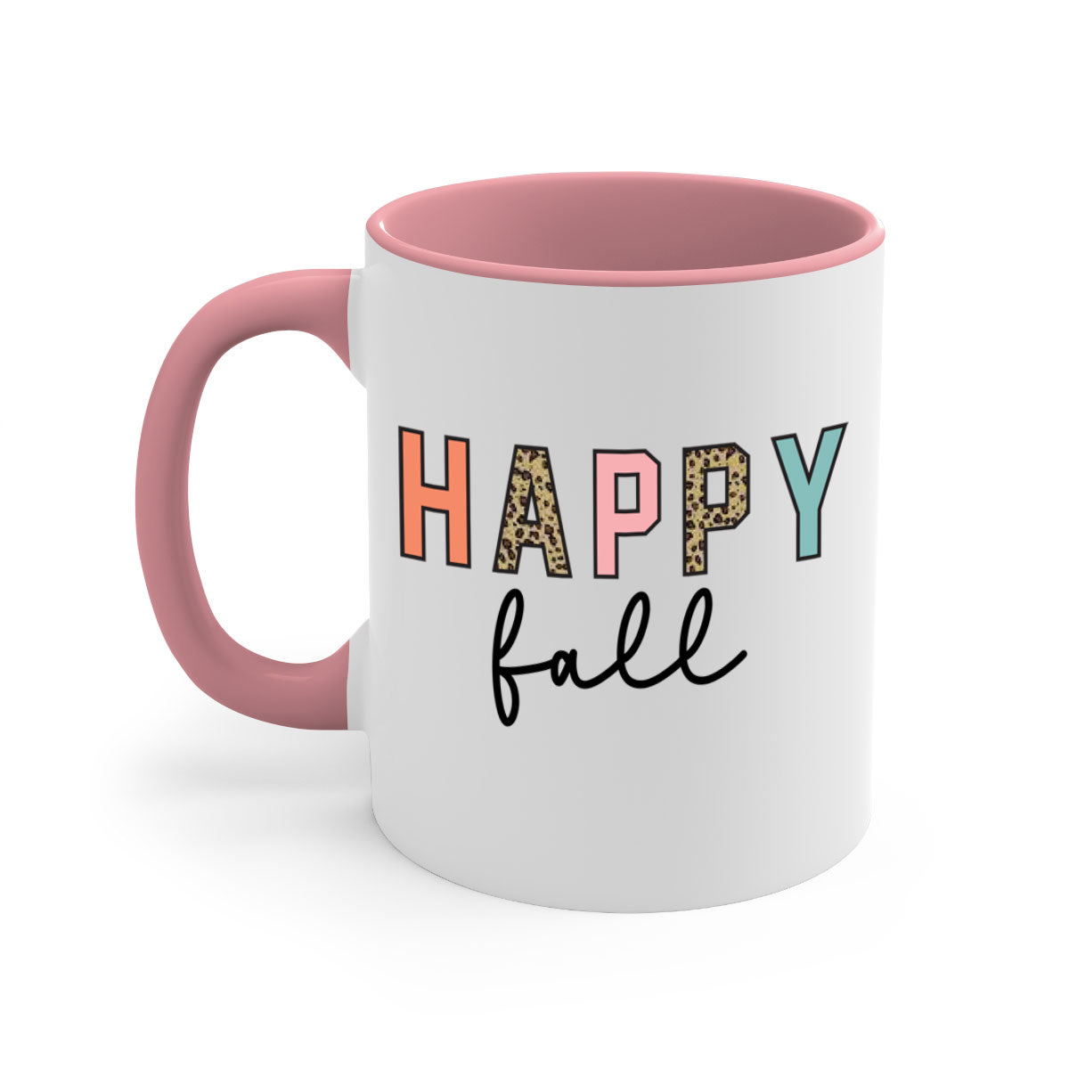 Happy Fall 221# Mug featuring a two-tone design with a colored handle and glossy finish, available in multiple colors.