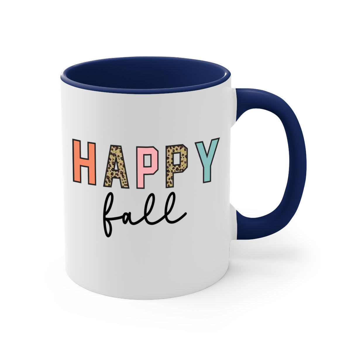 Happy Fall 221# Mug featuring a two-tone design with a colored handle and glossy finish, available in multiple colors.