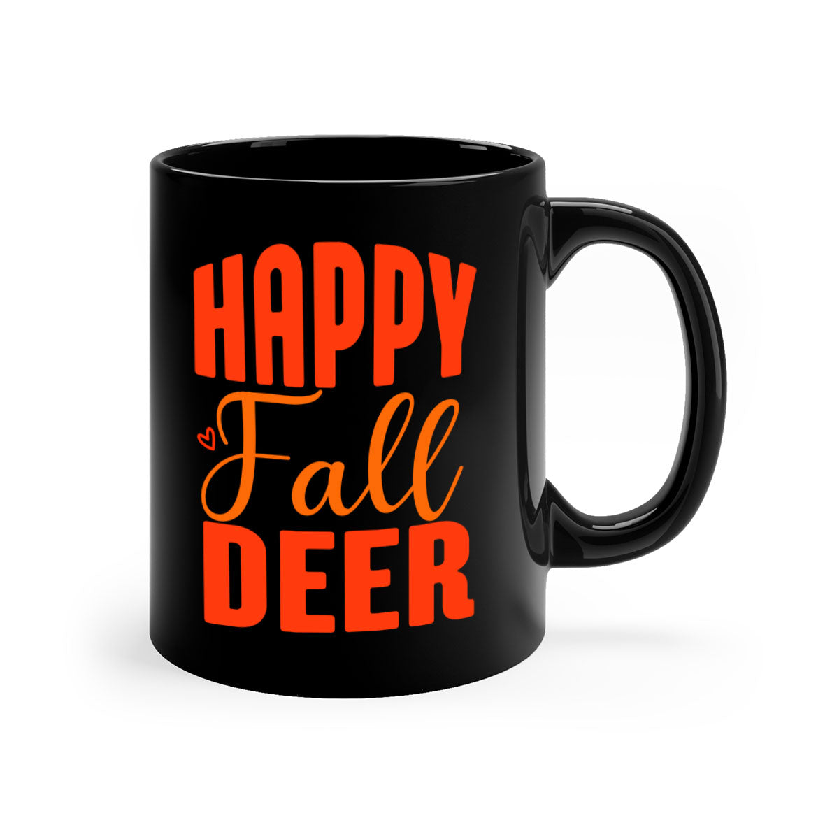 Happy Fall Deer Design Mug featuring a deer motif with a glossy finish and colored handle, available in multiple colors.