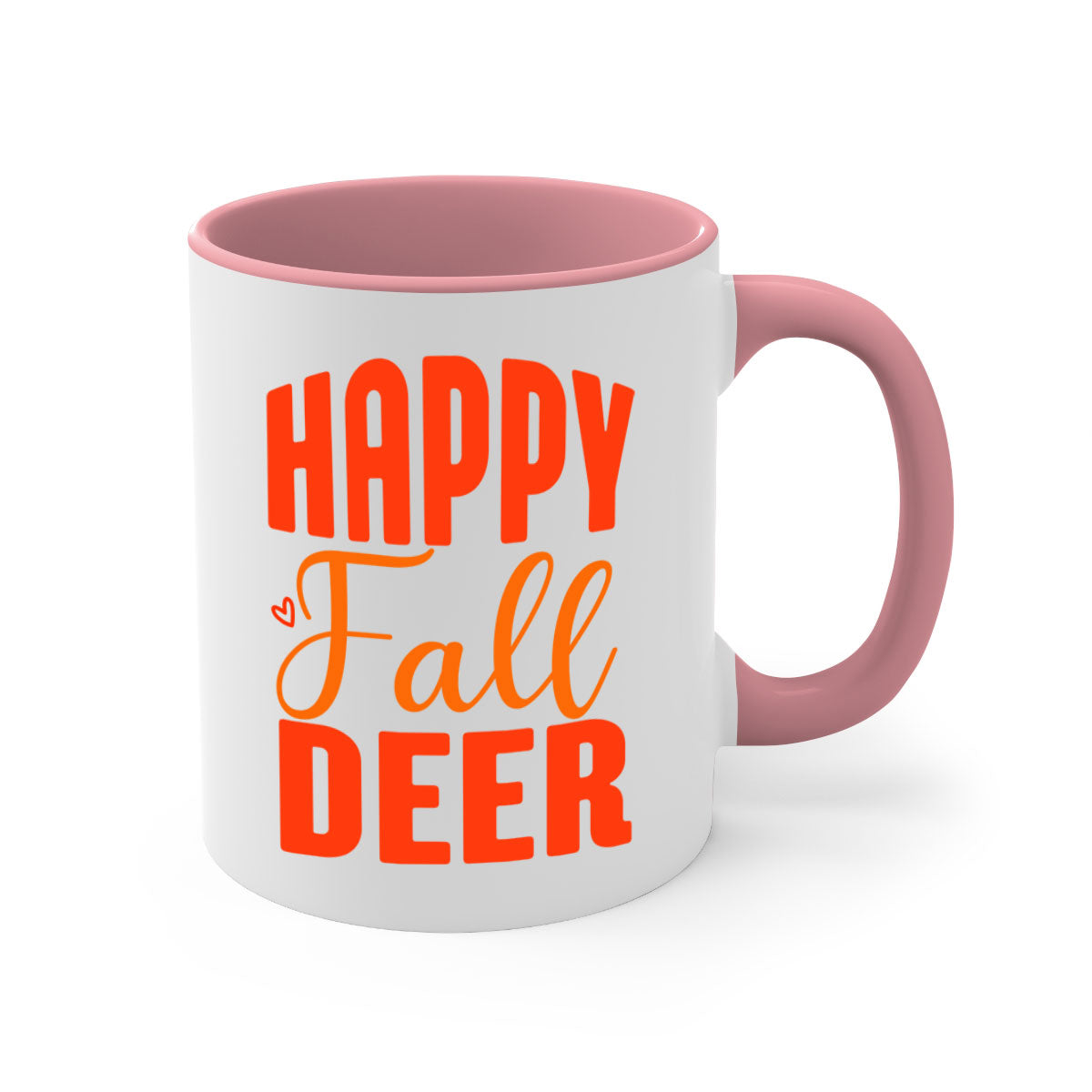 Happy Fall Deer Design Mug featuring a deer motif with a glossy finish and colored handle, available in multiple colors.
