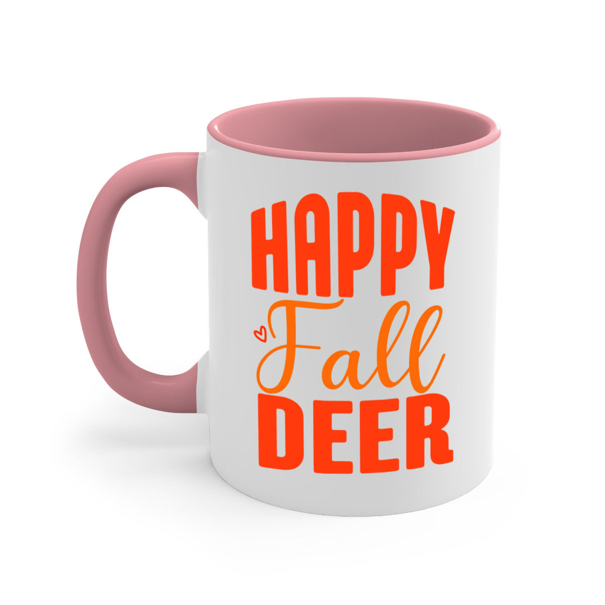Happy Fall Deer Design Mug featuring a deer motif with a glossy finish and colored handle, available in multiple colors.
