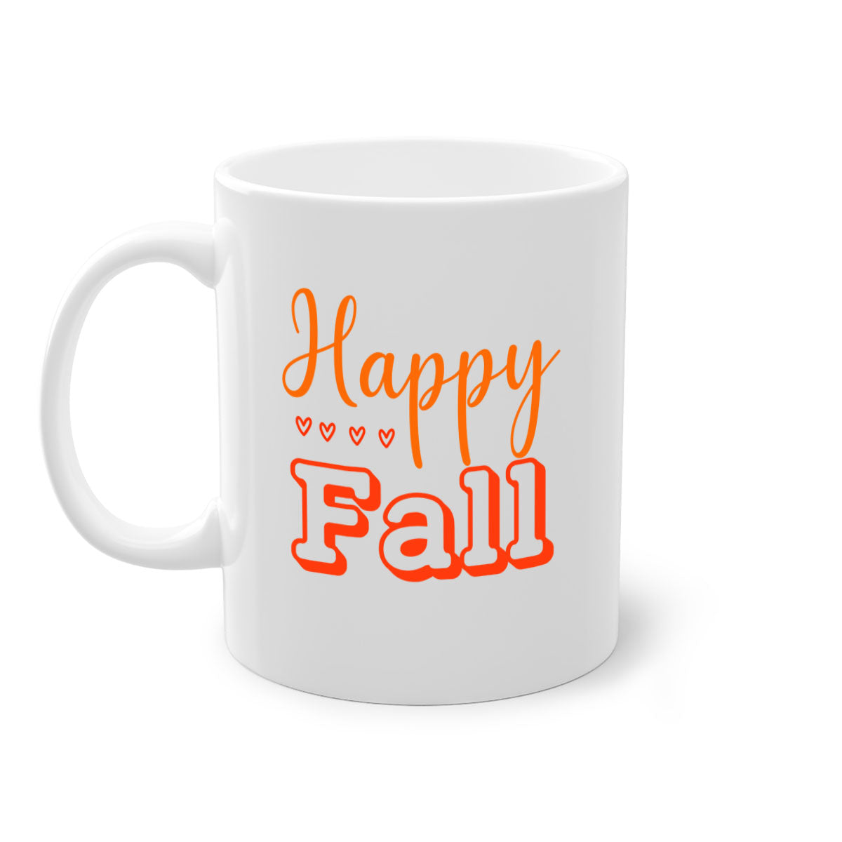 Happy Fall Design 222# Mug featuring a glossy finish, colored handle, and interior, available in five colors.