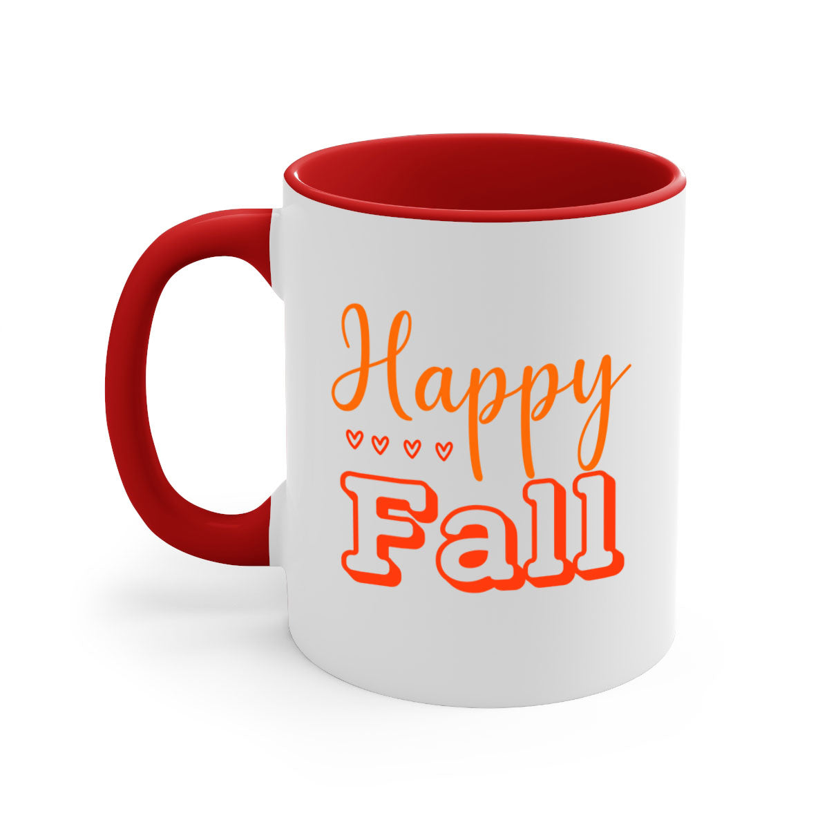 Happy Fall Design 222# Mug featuring a glossy finish, colored handle, and interior, available in five colors.