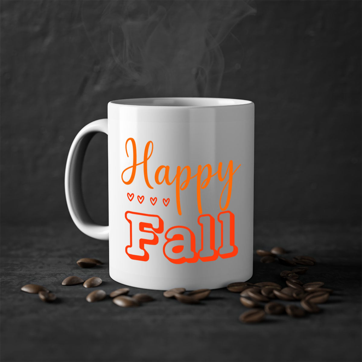 Happy Fall Design 222# Mug featuring a glossy finish, colored handle, and interior, available in five colors.