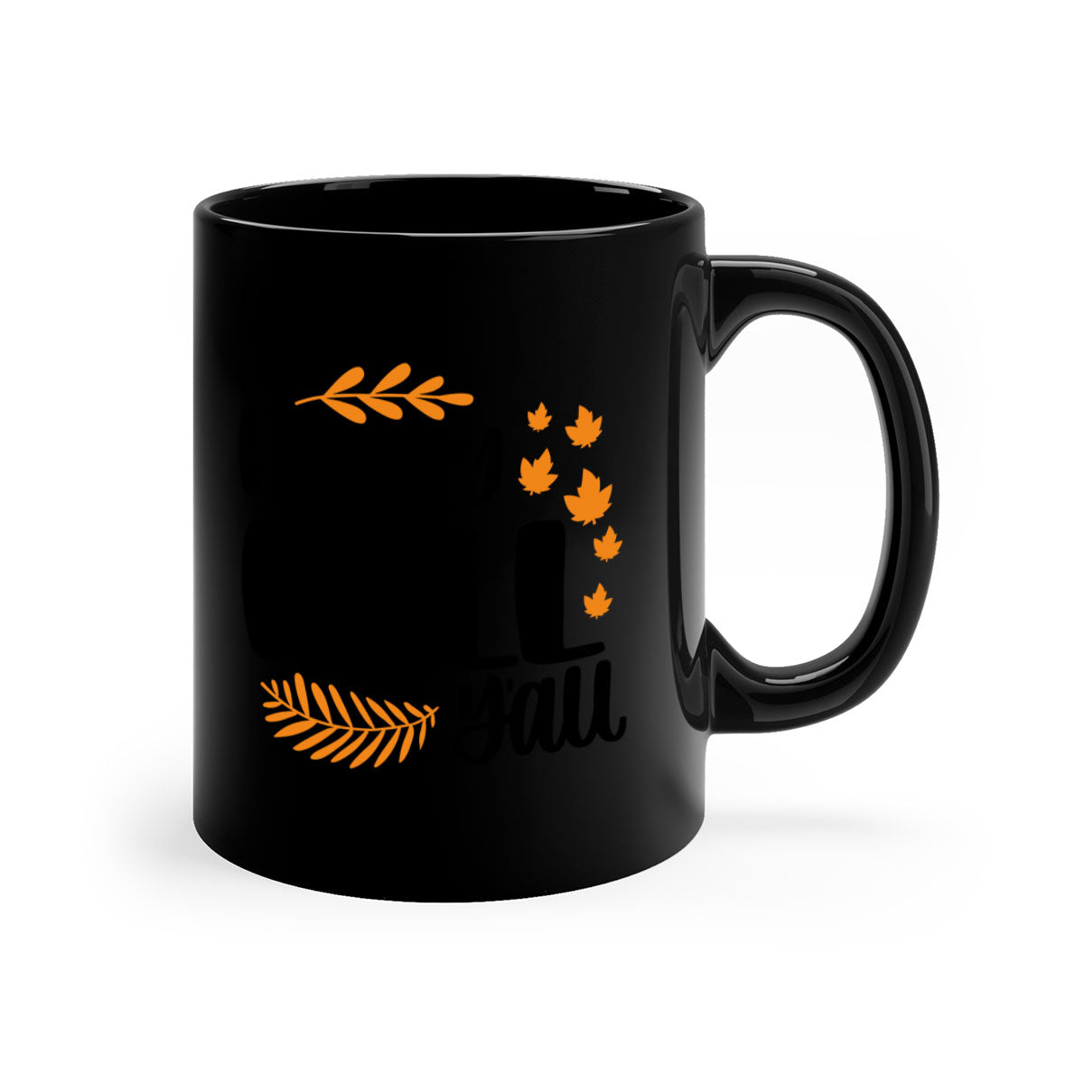 Happy Fall Yall Mug featuring a two-tone design with a colored handle and glossy finish, perfect for autumn beverages.