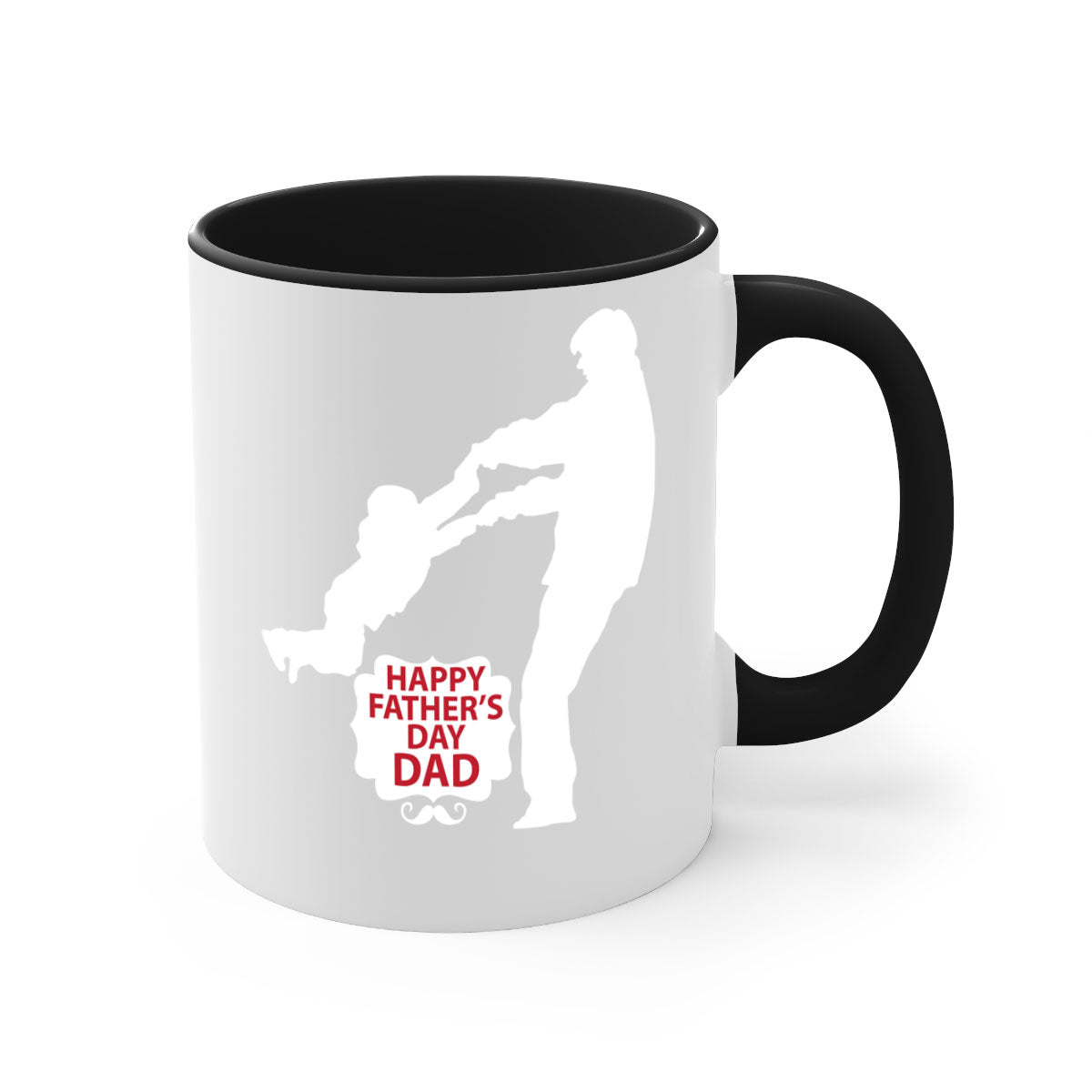 Happy Father Day 246# Mug featuring a two-tone design with a colored handle and glossy finish, available in multiple colors.