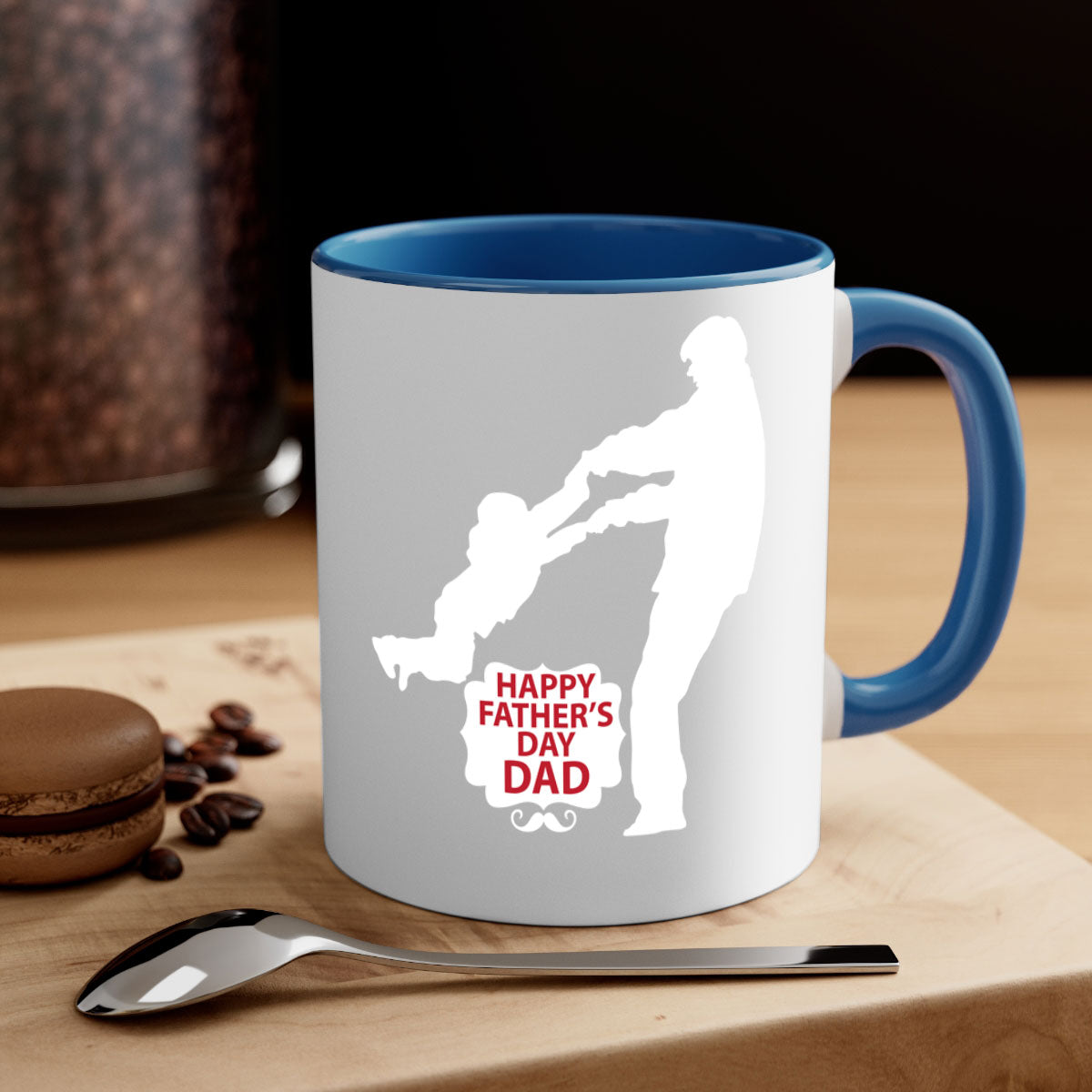 Happy Father Day 246# Mug featuring a two-tone design with a colored handle and glossy finish, available in multiple colors.