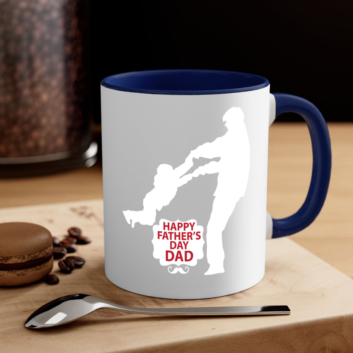 Happy Father Day 246# Mug featuring a two-tone design with a colored handle and glossy finish, available in multiple colors.