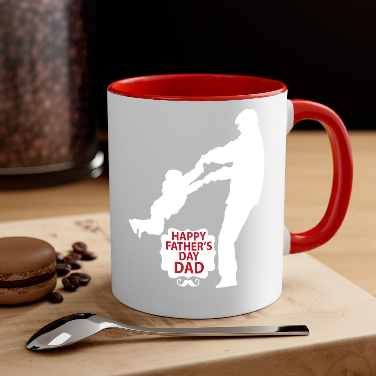 Happy Father Day 246# Mug featuring a two-tone design with a colored handle and glossy finish, available in multiple colors.