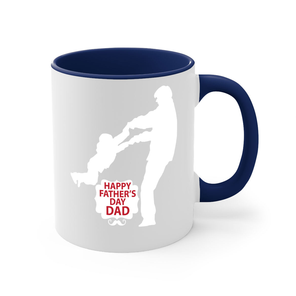 Happy Father Day 246# Mug featuring a two-tone design with a colored handle and glossy finish, available in multiple colors.