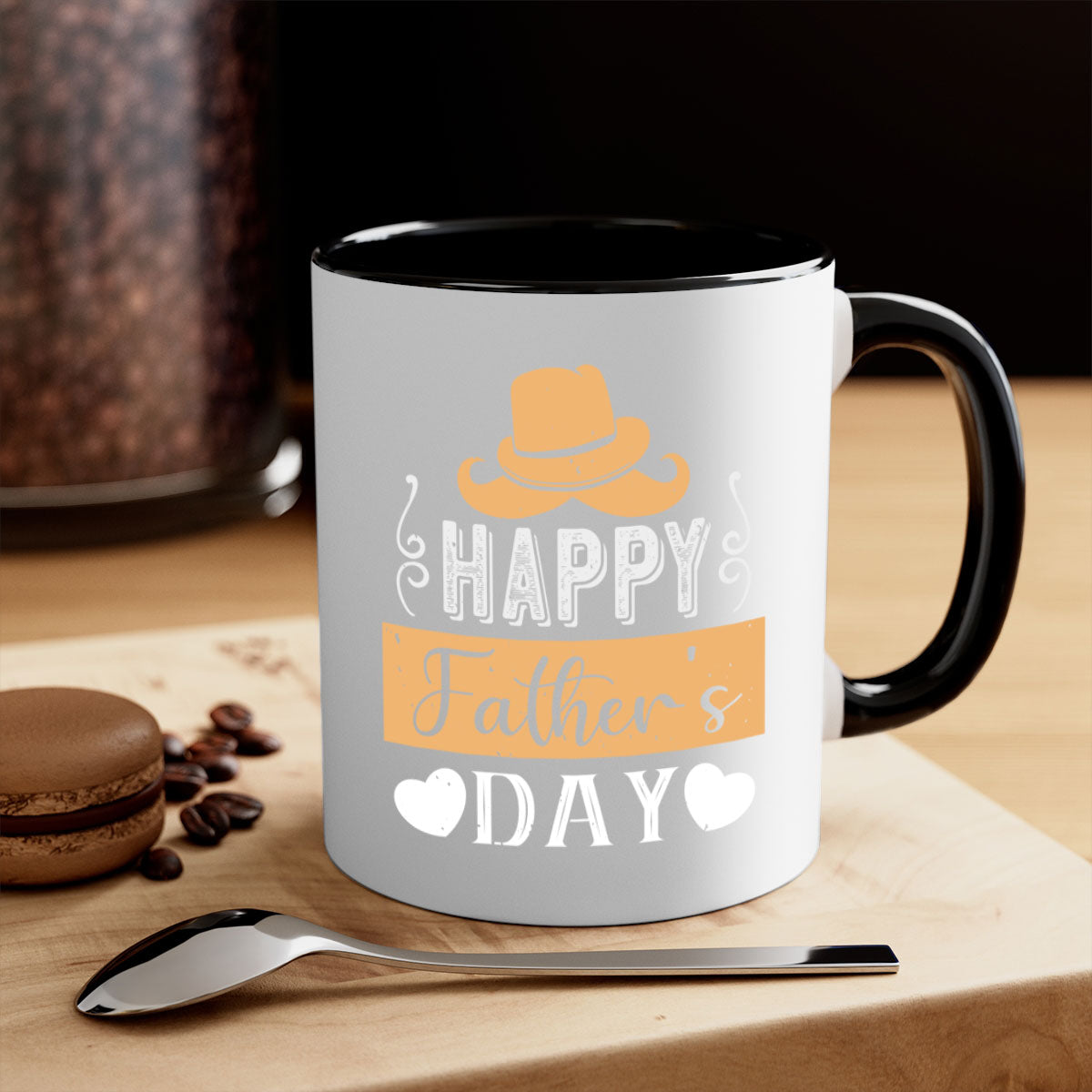 Happy Father's Day Mug with a glossy finish, featuring a colored handle and interior, available in multiple colors.