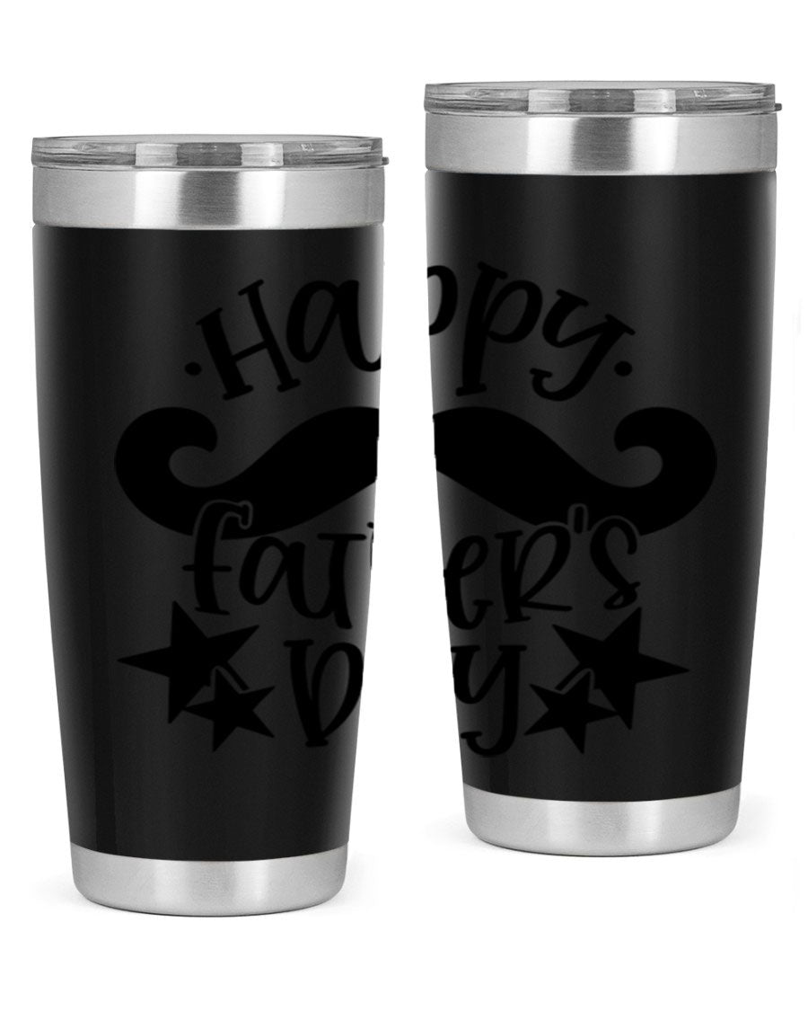 Happy Father's Day 20oz Tumbler made of stainless steel with a drink-thru lid, designed to keep beverages hot or cold.